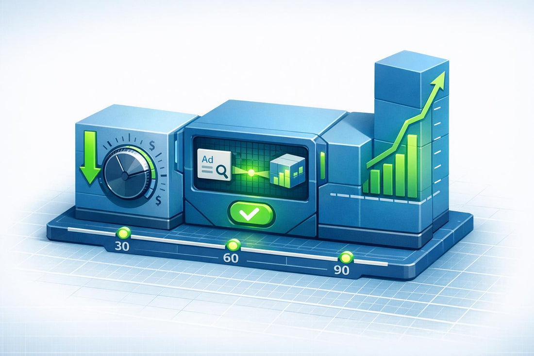 Fractional marketing management services showing optimized ad spend, business scaling, and measurable growth over time.