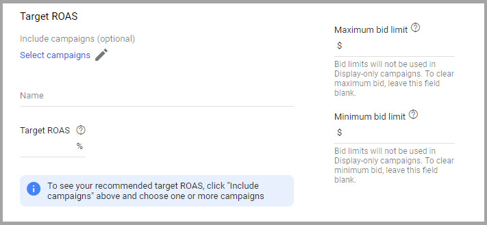 target roas bid strategy