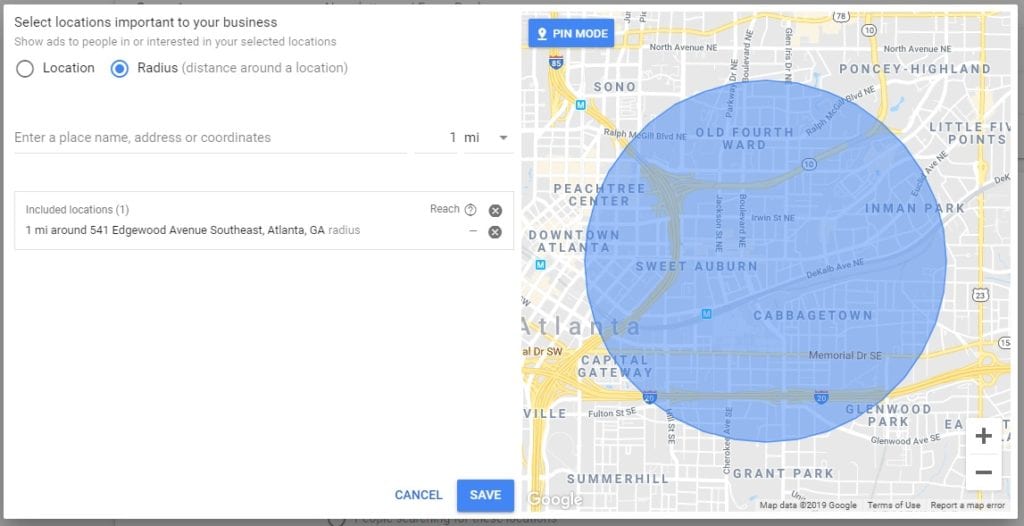 Google Ads Geofencing Example