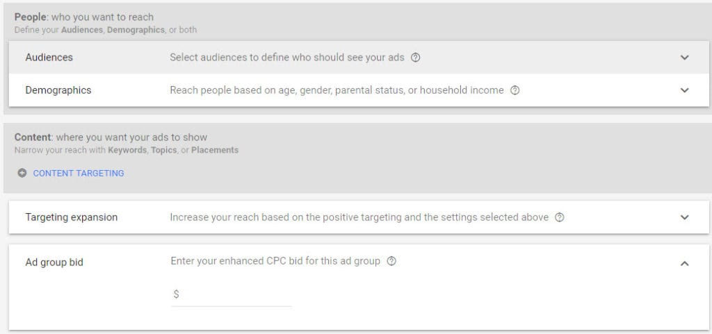 Google Display Ads Targeting and Bidding