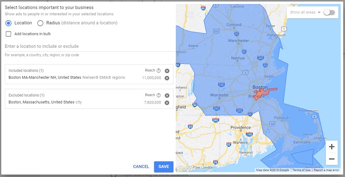 Include and Exclude Locations Google Ads