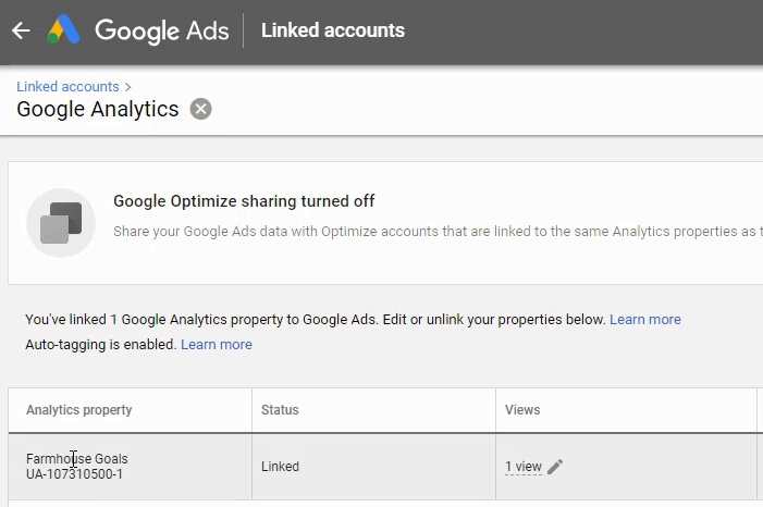 google adwords linked accounts