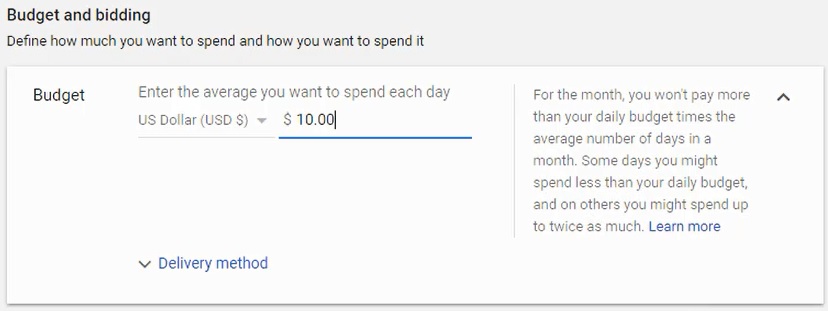 choose your budget google ads