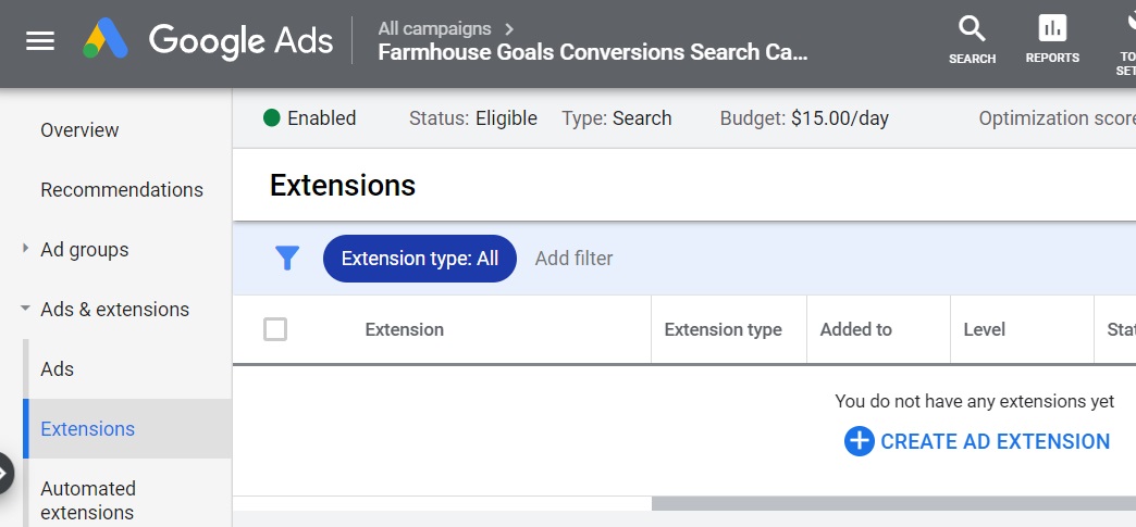 2 go to google ads ad extensions