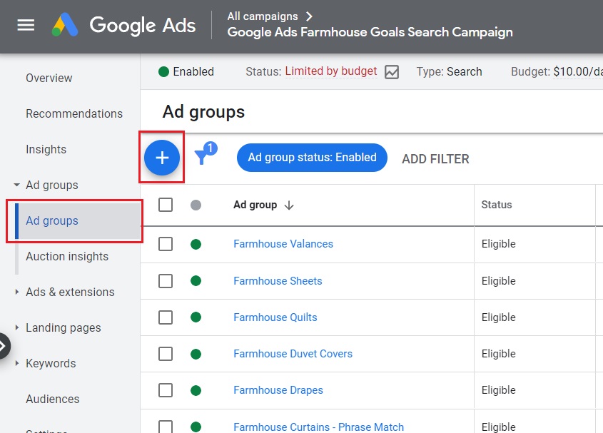 create new ad group google ads