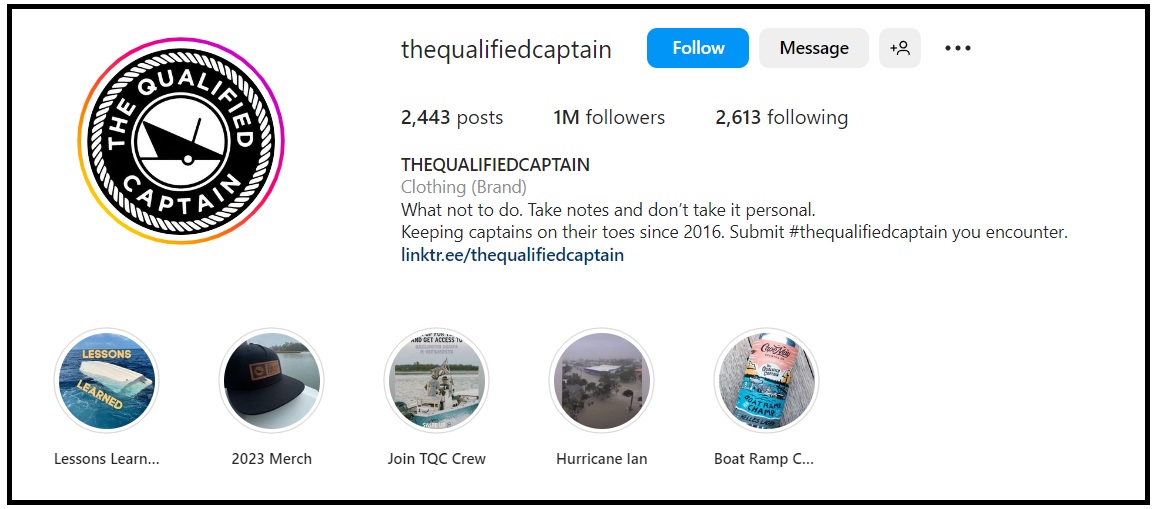 qualified captain on instagram works with brands as an influencer
