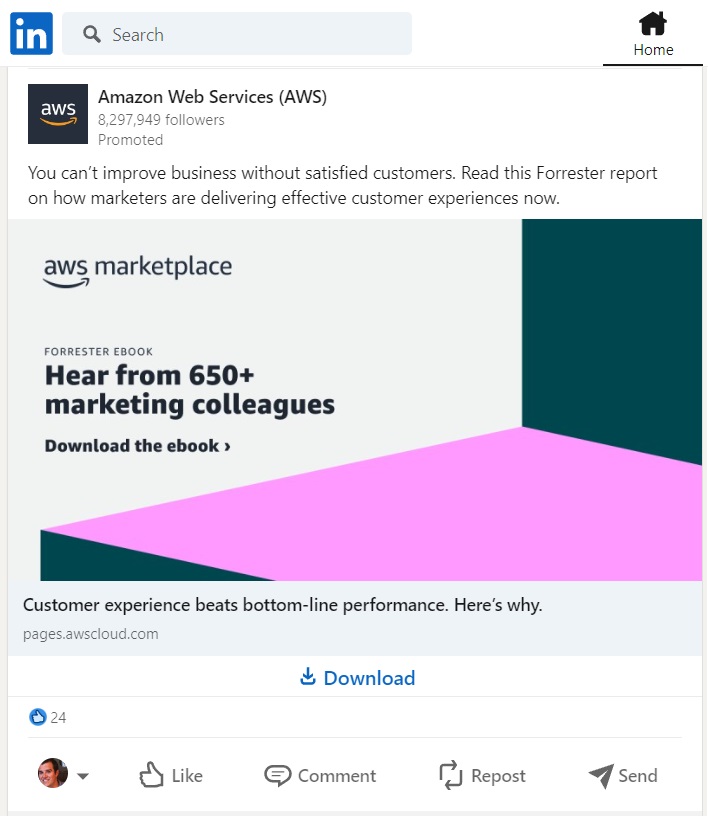 linkedin advertising example of helpful content within an advertisement