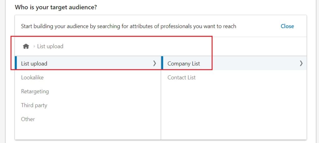 list upload matched audience linkedin ads