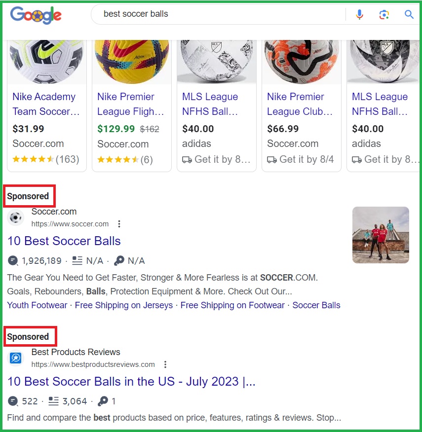 impressions for google search ads and google shopping ads