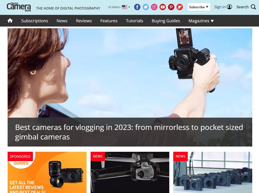 digitalcameraworld.com niche website screenshot