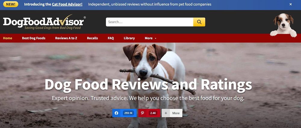 dogfoodadvisor.com niche website screenshot