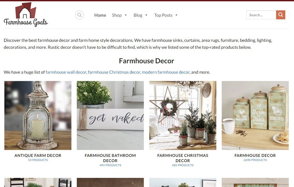 farmhousegoals.com niche website screenshot