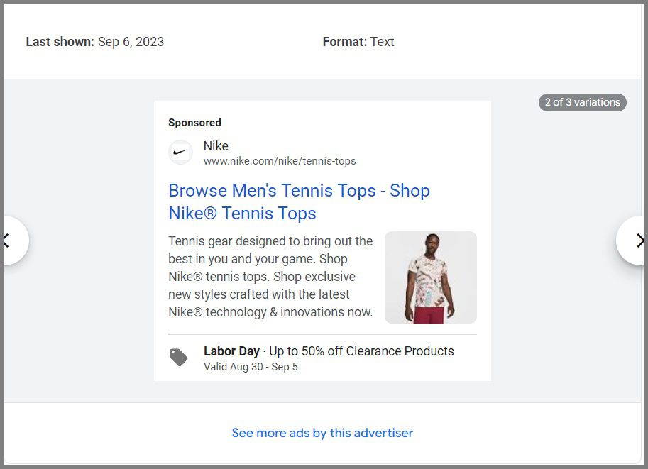view ad variations that competitors are using in google