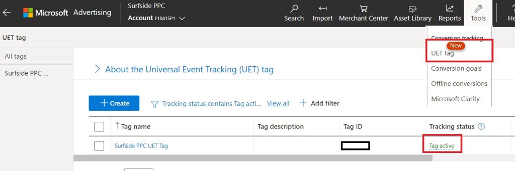 Install your UET Tag and make sure your tag is active. Then, set up conversions through the Conversion goals page.