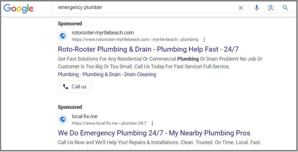 create relevant ads for plumbers