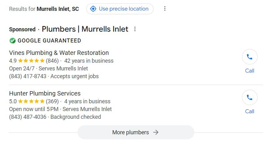 google local services ads for plumbers