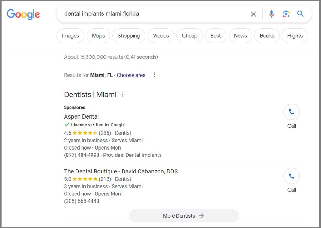 google local services ads for dentists