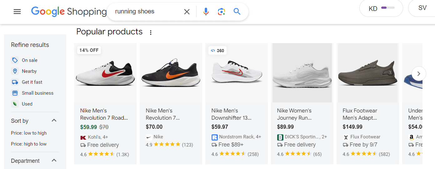 google shopping free listings