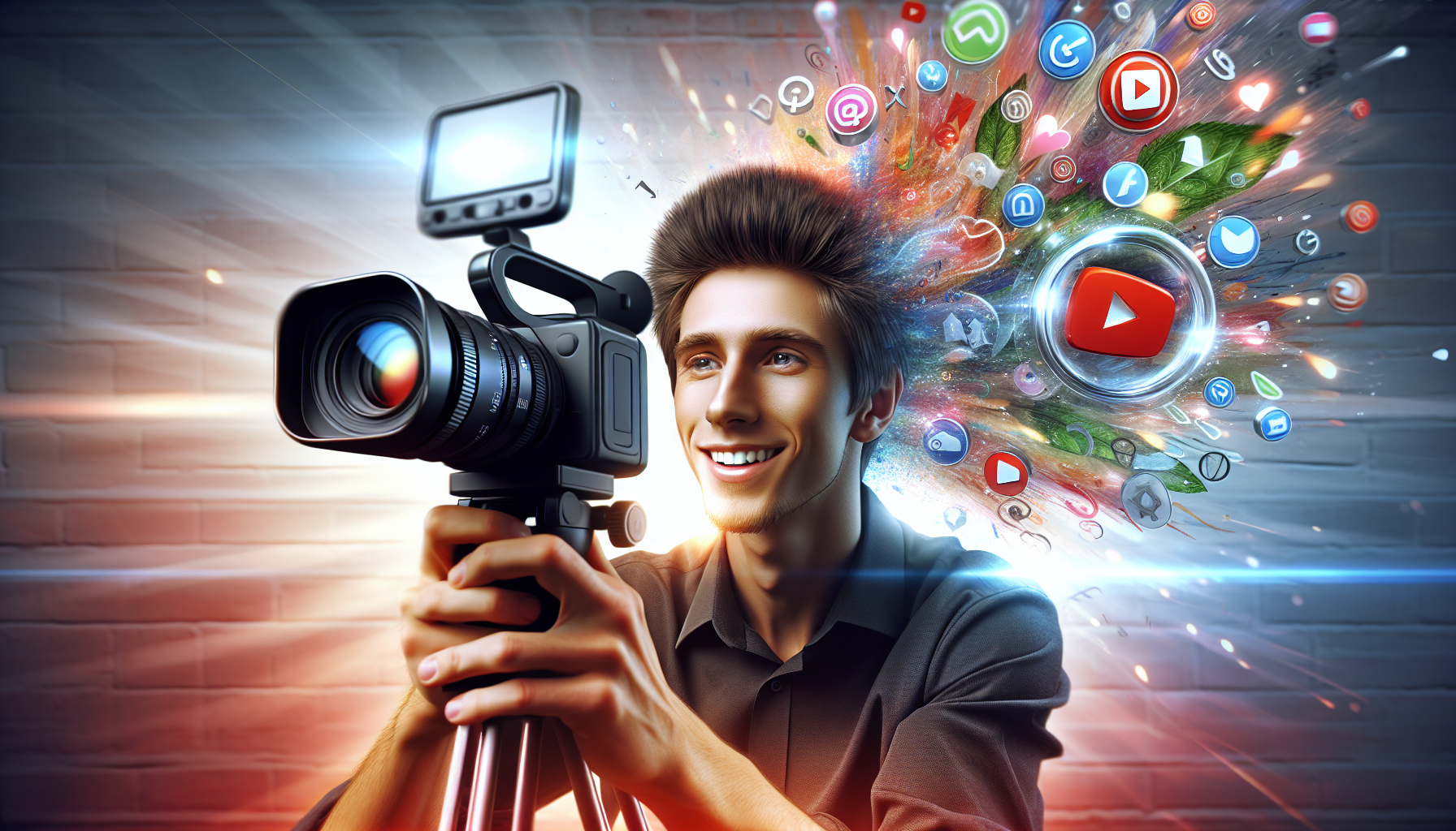 A creative illustration of using YouTube for free advertising, showcasing video content promotion.