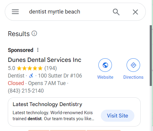 google maps ads for dentists