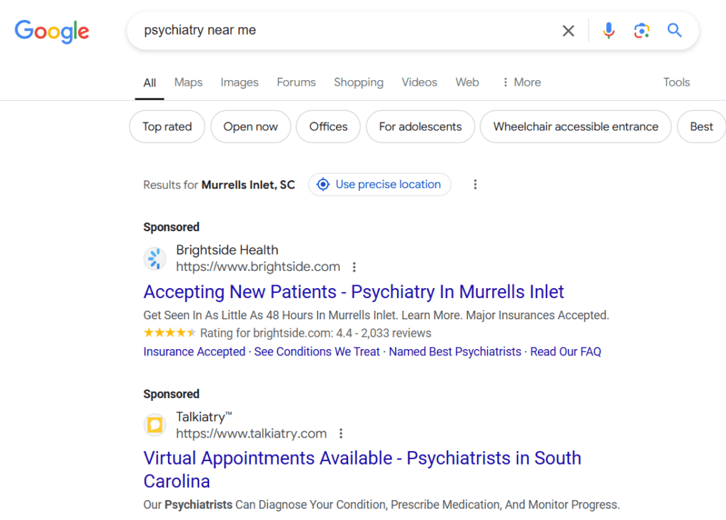 google ads for a medical practice